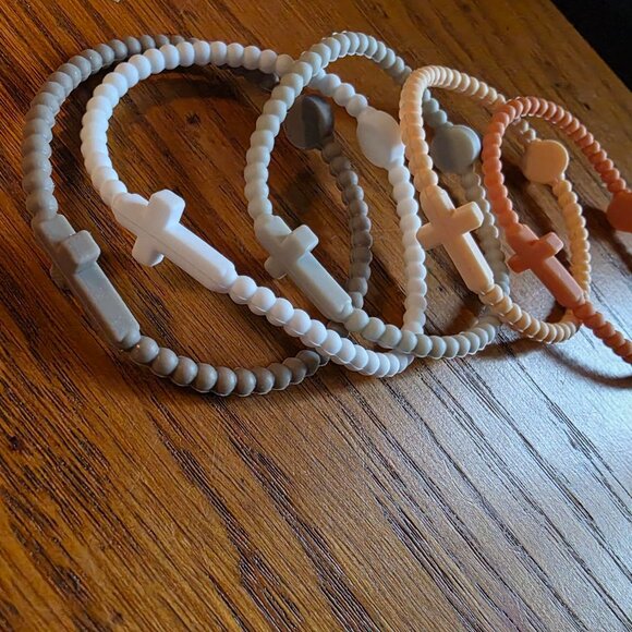 Bracelet Religious Silicone 5 Pack Stretchy Large Bracelet pastel colors - Picture 2 of 2